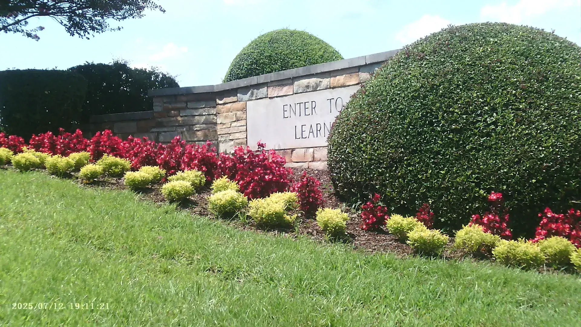 Oakwood campus entrance wall