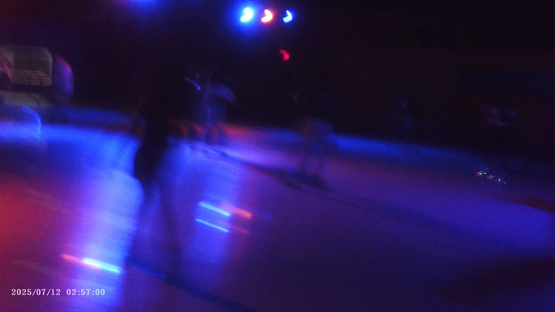 Blue lights at the roller rink