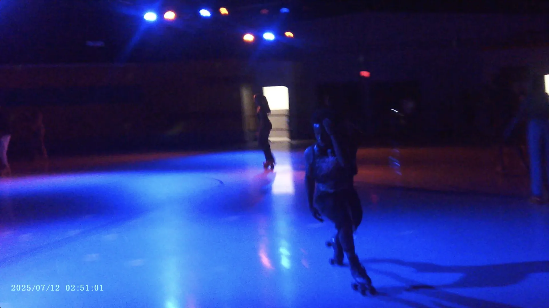 Skating under blue lights